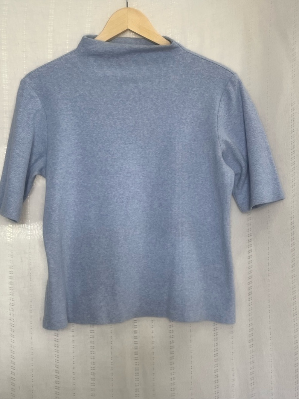 Talbots Pale Blue Short Sleeve Mock Neck Knit Top